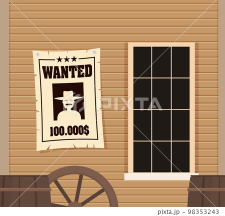 Vintage wanted poster flat vector 98353243
