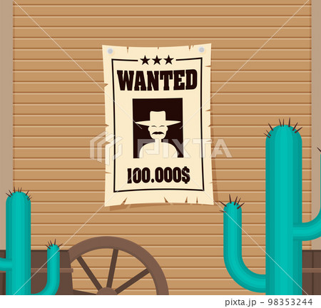 Vintage wanted poster flat vector 98353244