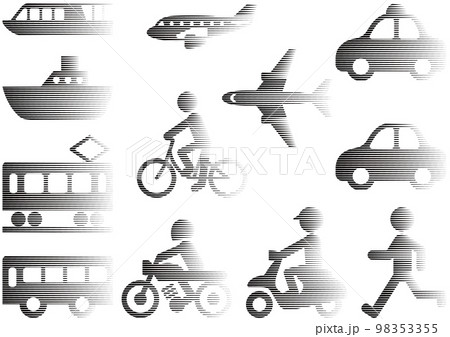 スピード感のある交通機関　移動手段アイコンセット 98353355