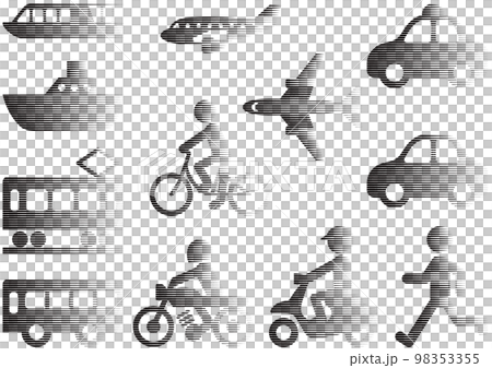 スピード感のある交通機関　移動手段アイコンセット 98353355