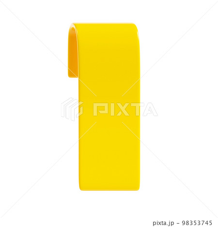 Yellow ribbon banner 3d render illustration - simple text tag or label for sale and promotion message. 98353745