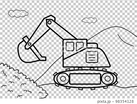 ショベルカーの塗り絵 98354128