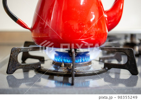 Kettle Boiling Water Kettle Boils On Stock Photo 1327147586