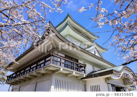 小牧市　満開の桜と小牧山城 98355605