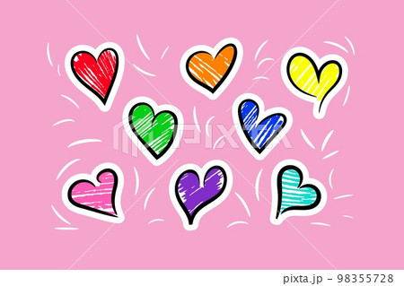 Simple doodle hearts. Hand drawn sketchy stickers 98355728