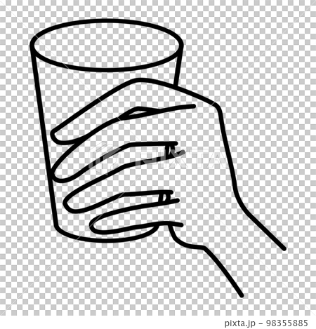 紙コップを持つ手のイラスト素材 98355885