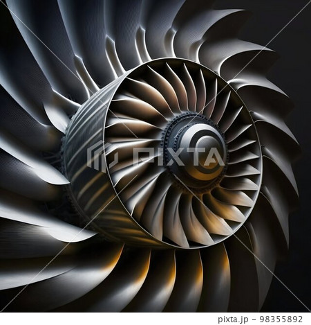 Airplane turbine closeup. Generative AI Airplane turbine closeup. Generative AI 98355892