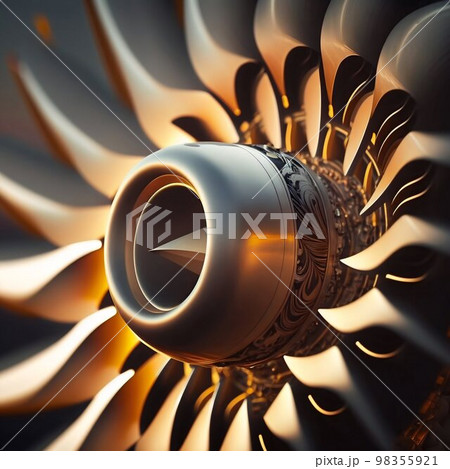 Airplane turbine closeup. Generative AI Airplane turbine closeup. Generative AI 98355921