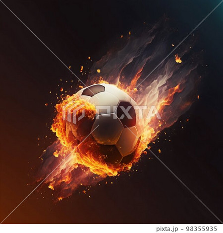 Soccer ball meteor. Generative AI 98355935