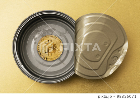 Golden Bitcoin in tin can Golden Bitcoin in tin can 98356071