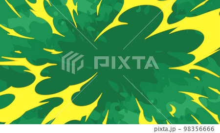 アニメ風_破裂っぽい爆発のエフェクトの背景_緑_16:9 98356666