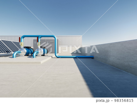 3d rendering of water pump station. 3d rendering of water pump station. 98356815