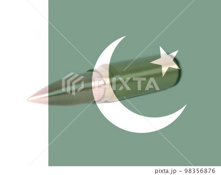 Bullet with Pakistan flag. Concept of Military conflict and war 98356876