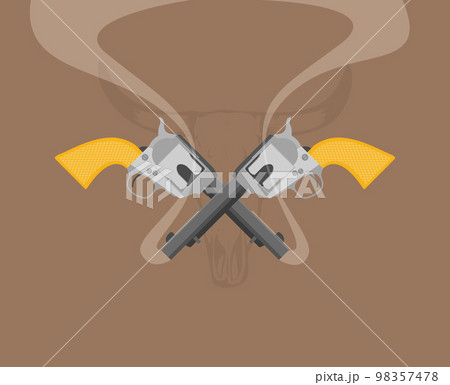 Flat vector illustration of antiquated American Gun. 98357478