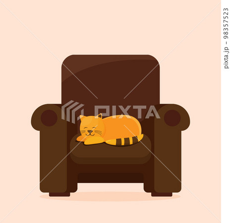 A sleeping cartoon cat flat vector 98357523
