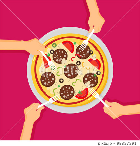 Flat vector illustration of italian pizza 98357591