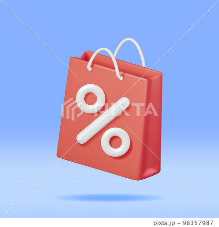 3D Shopping Bag with Percent Sign 98357987