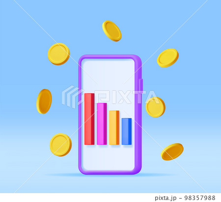 3D Growth Stock Diagram on Mobile Phone 98357988