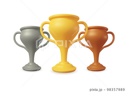 3D Gold, Silver and Bronze Champion Trophy. 98357989