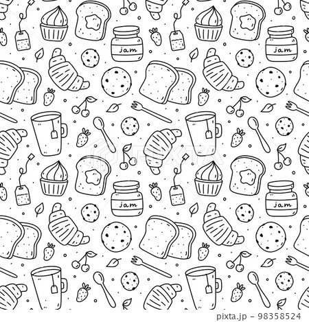 Cute seamless pattern with breakfast food 98358524