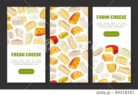 Organic Farm Cheese Banner Design with Milk Product Vector Template 98358567