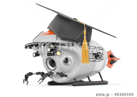 Bathyscaphe with education hat. 3D rendering Bathyscaphe with education hat. 3D rendering 98360300