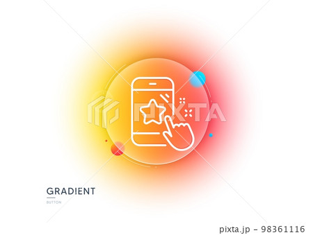 Star rating line icon. Gradient blur button with glassmorphism. Feedback phone sign. Customer satisfaction symbol. Transparent glass design. Star rating line icon. Vector 98361116