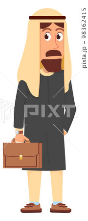 Middle eastern businessman. Islamic cartoon man with briefcase 98362415