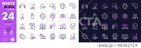 Click hand, Internet app and Stats line icons for website, printing. Collection of Support, Dislike, Consulting business icons. Foreman, Delivery market, Love ticket web elements. Vector 98362719
