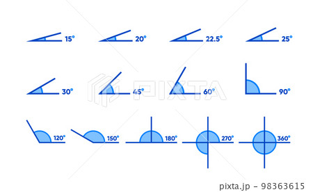 Collection Mathematics Angles. 22.5, 30, 45,...のイラスト素材 [98363615] - PIXTA