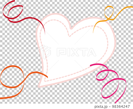 Pretty pink heart-shaped frame and soaring ribbon Pretty pink heart-shaped frame and soaring ribbon 98364247