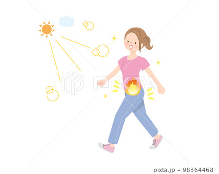 公園でウォーキングダイエットをする若い女性のイメージイラスト 公園でウォーキングダイエットをする若い女性のイメージイラスト 98364468