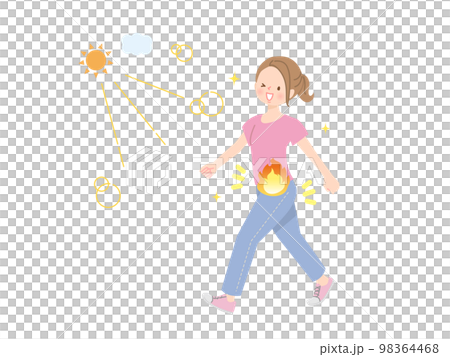 公園でウォーキングダイエットをする若い女性のイメージイラスト 公園でウォーキングダイエットをする若い女性のイメージイラスト 98364468