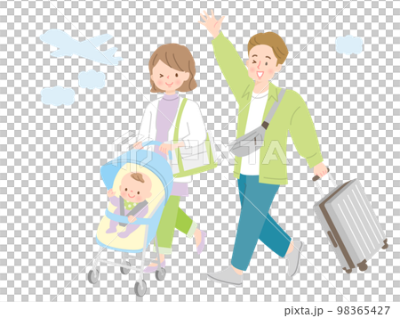 旅行に行く3人家のイラスト素材 旅行に行く3人家のイラスト素材 98365427