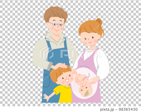 Vector illustration material of a family who can't wait to give birth Vector illustration material of a family who can't wait to give birth 98365430