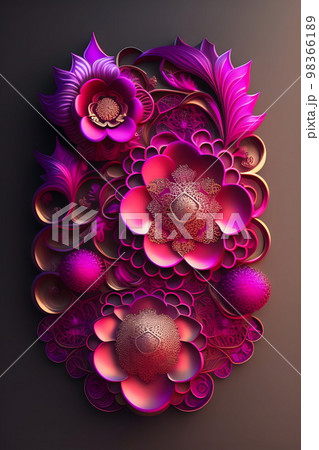 アートなデザインのピンクの花 フラクタルアート アートなデザインのピンクの花 フラクタルアート 98366189