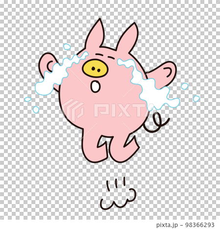 Happy pig jumping 98366293