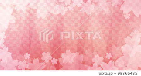 格子柄文様　ピンクの春色背景イラスト 98366435