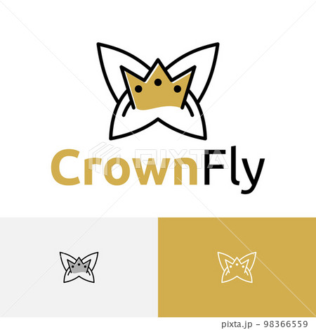 Butterfly Golden Crown Kingdom Prince Line Business Logo 98366559