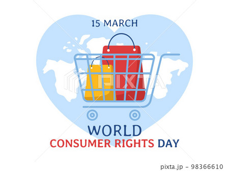 World Consumer Rights Day Illustration with Shopping, Bags and Needs of Consumers for Web Banner or Landing Page in Flat Cartoon Hand Drawn Templates 98366610