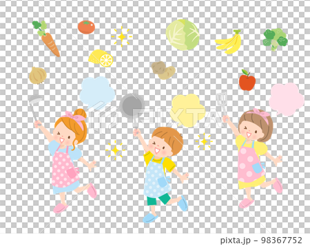 料理をする子供達のイメージイラスト素材 98367752