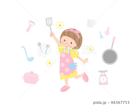 料理をする女の子のイメージイラスト 98367753