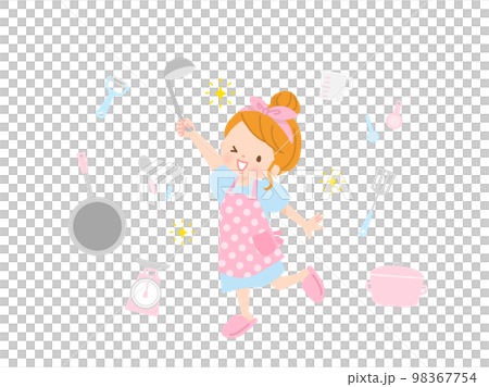 料理をする女の子のイメージイラスト 98367754