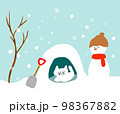 雪だるまと猫 98367882