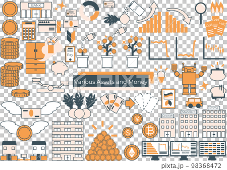 Illustration set about various assets and money Illustration set about various assets and money 98368472