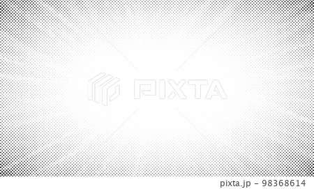 Halftone radial texture. Light comic style grain background. Pop art faded textured frame. Grunge speckle effect. Dotted particles print wallpaper. Pixelated gradient backdrop 98368614