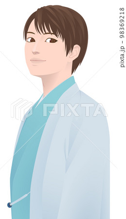 着物男子 横向き 水色のイラスト素材