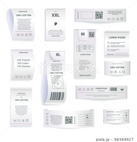 Labels for clothes with production and instruction Labels for clothes with production and instruction 98369927