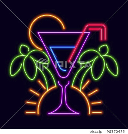 Neon logotype of bar or pub with drinks vector 98370426