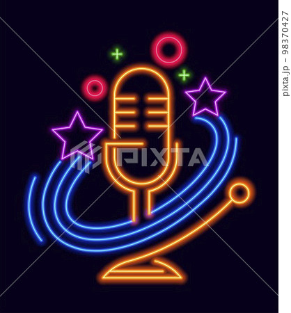 Neon karaoke club logotype, glowing sign vector 98370427